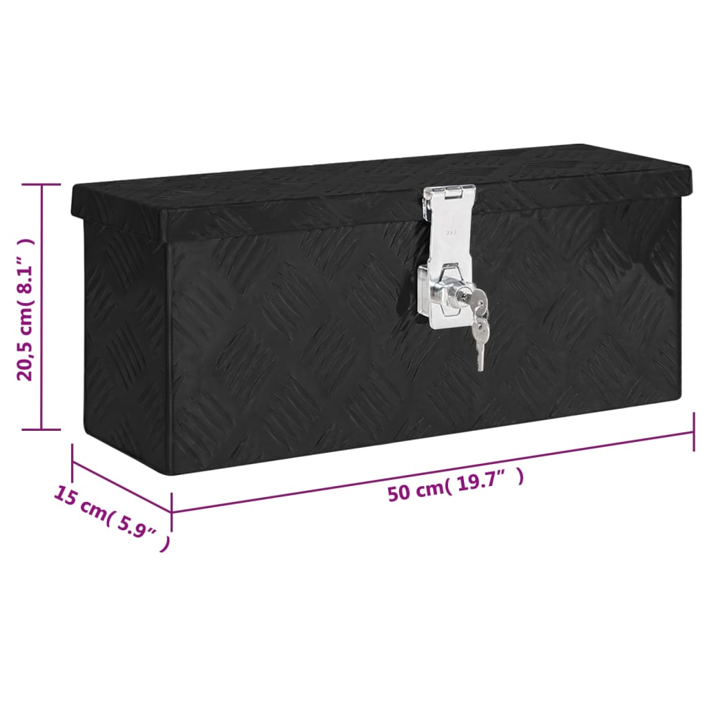 Opbergbox 50x15x20,5 cm aluminium zilverkleurig