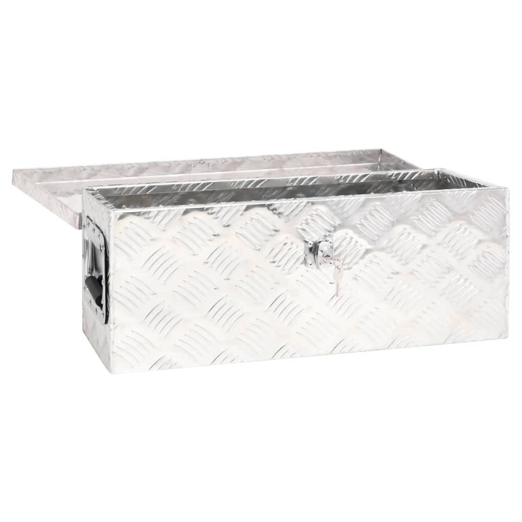 Opbergbox 50x15x20,5 cm aluminium zilverkleurig