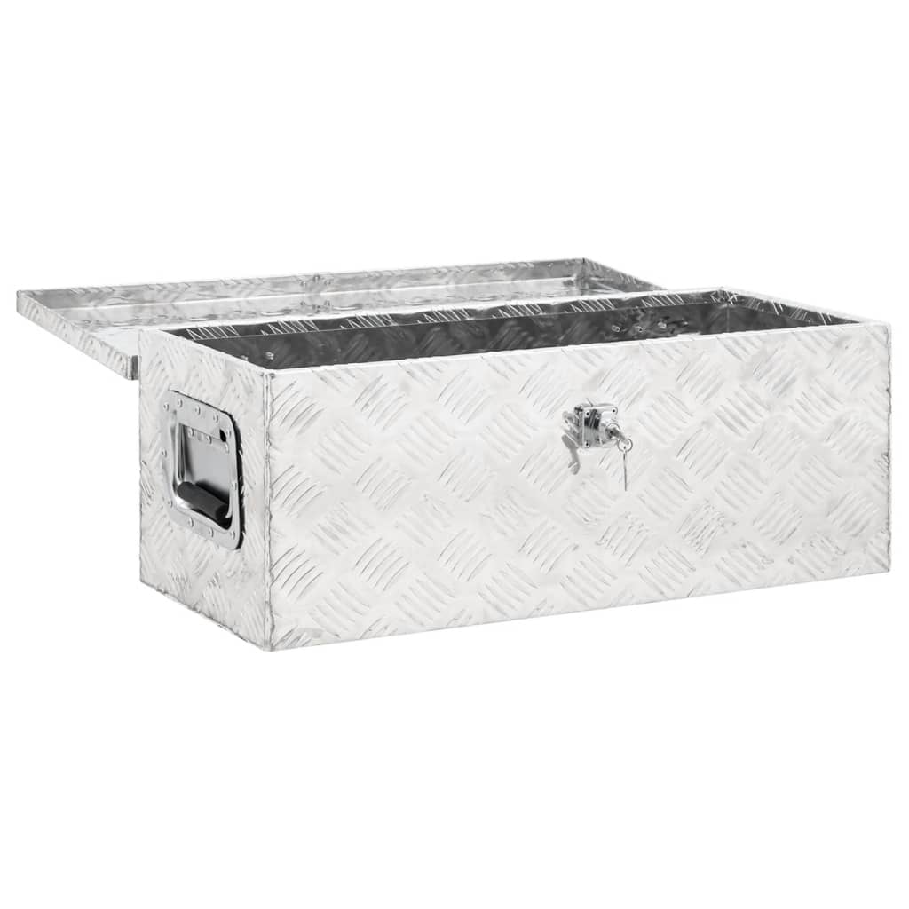 Opbergbox 50x15x20,5 cm aluminium zilverkleurig