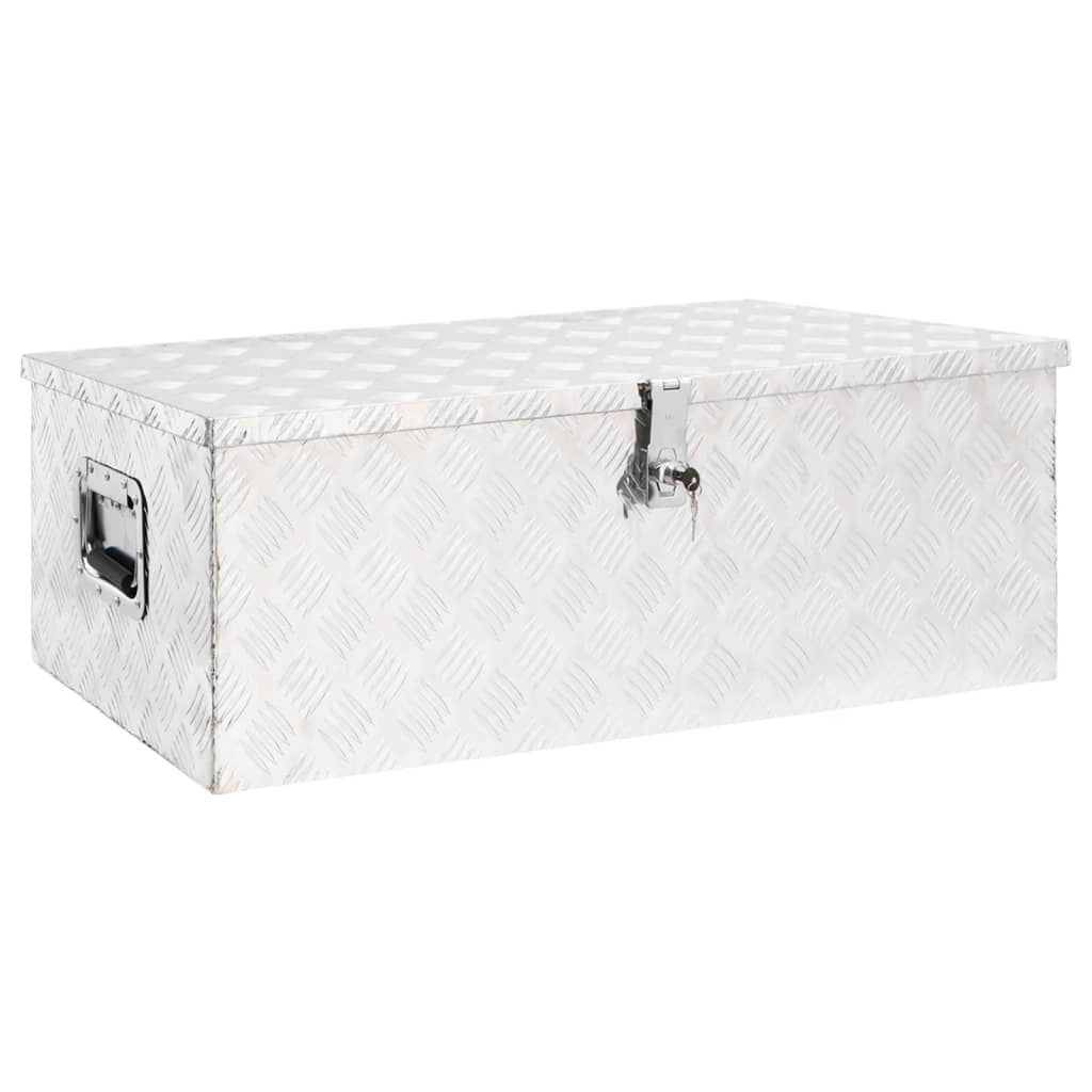 Opbergbox 50x15x20,5 cm aluminium zilverkleurig