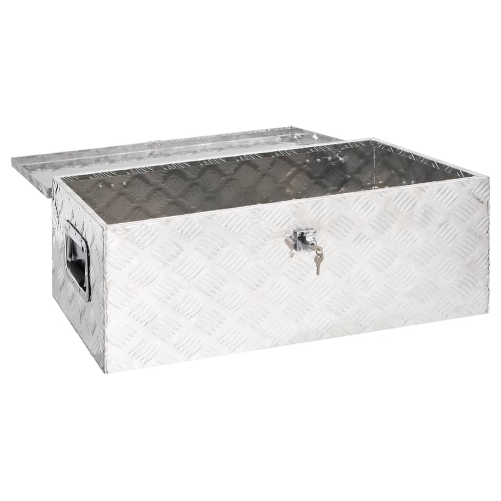 Opbergbox 50x15x20,5 cm aluminium zilverkleurig