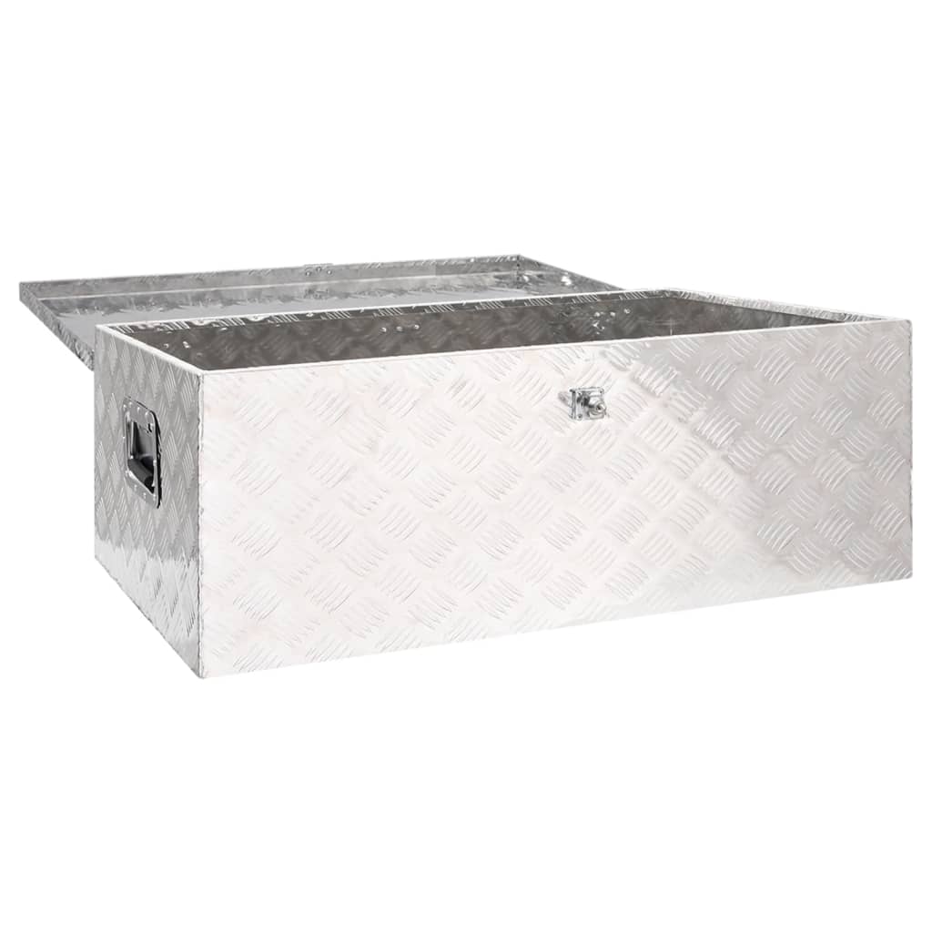 Opbergbox 50x15x20,5 cm aluminium zilverkleurig