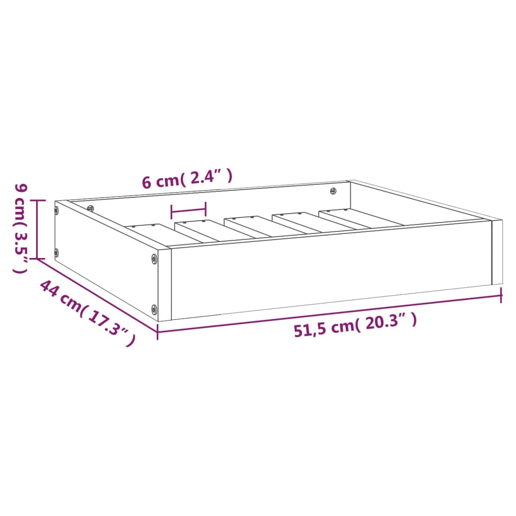 Hondenmand 51,5x44x9 cm massief grenenhout