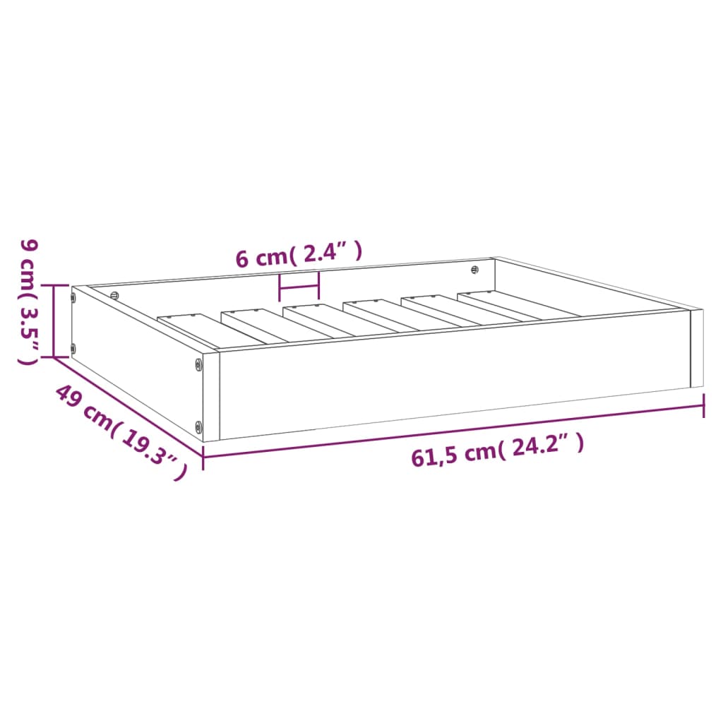 Hondenmand 61,5x49x9 cm massief grenenhout