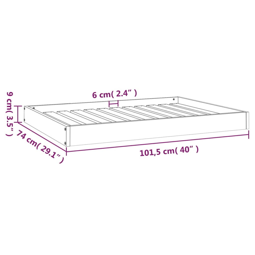 Hondenmand 101,5x74x9 cm massief grenenhout honingbruin