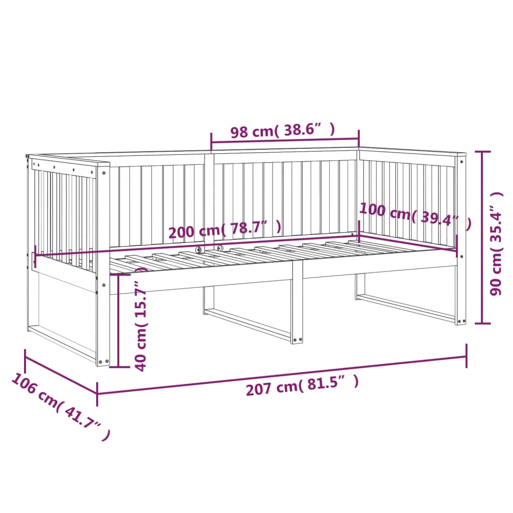 Slaapbank 75x190 cm massief grenenhout