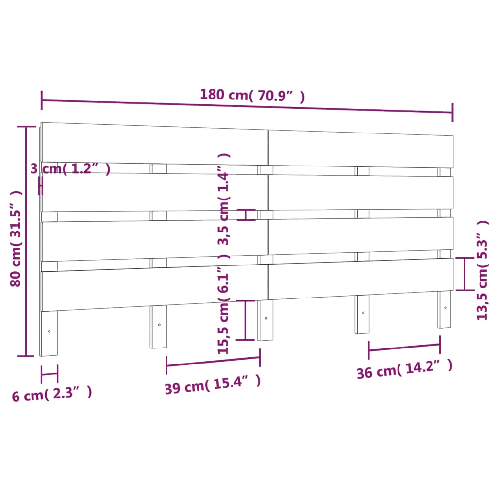 Hoofdbord 135x3x80 cm massief grenenhout