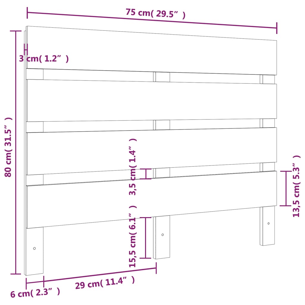 Hoofdbord 135x3x80 cm massief grenenhout