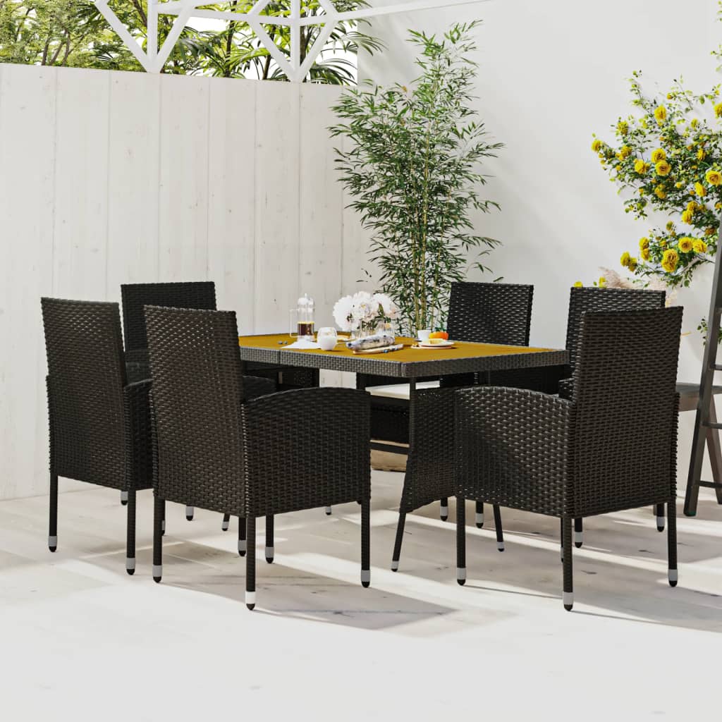 7-delige Tuinset poly rattan zwart