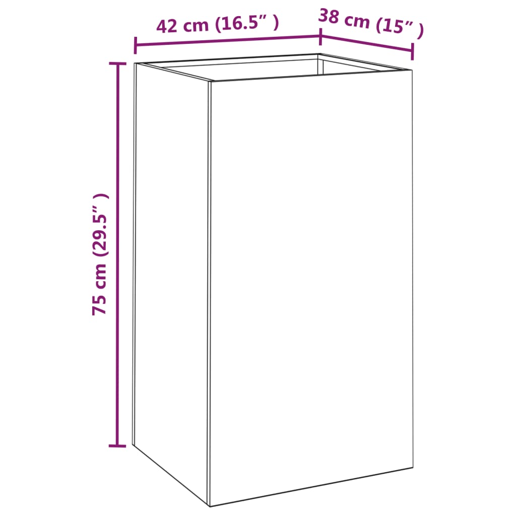 Plantenbak 42x38x75 cm cortenstaal