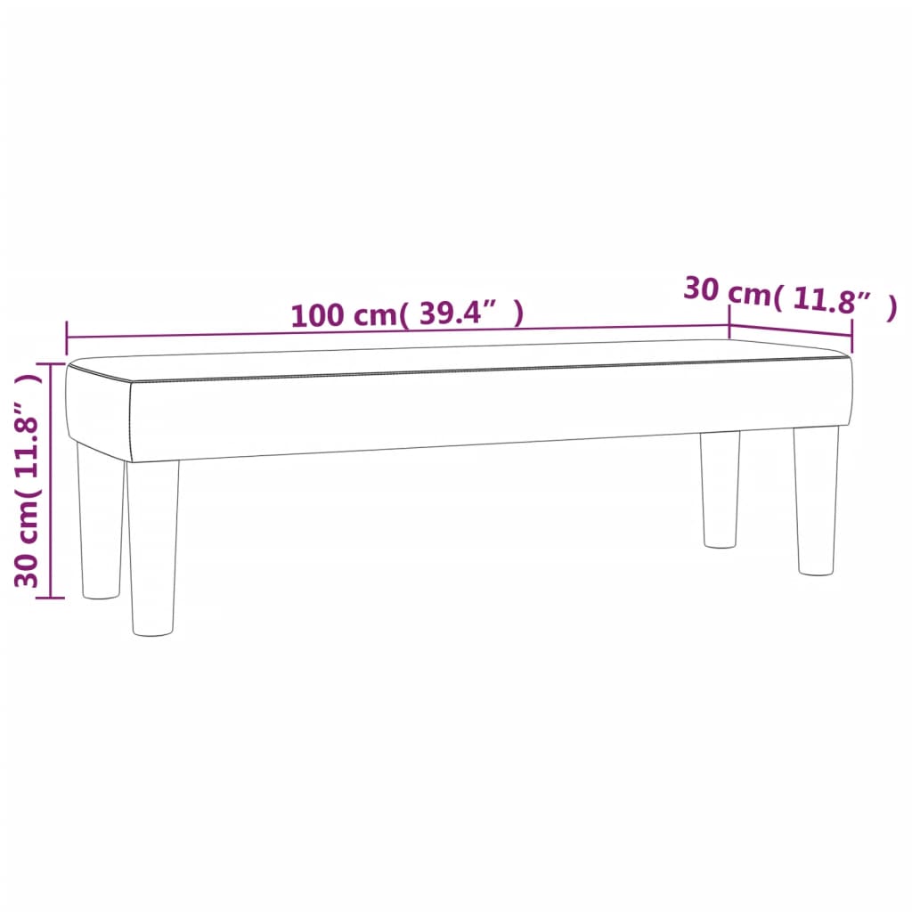 Bankje 100x30x30 cm stof