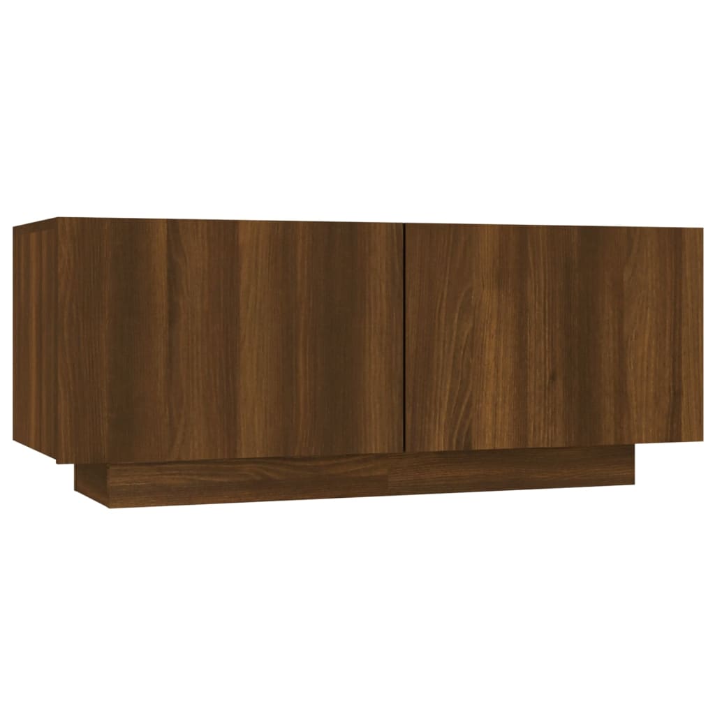 Tv-meubel met LED 200x35x40 cm bewerkt hout artisanaal eiken