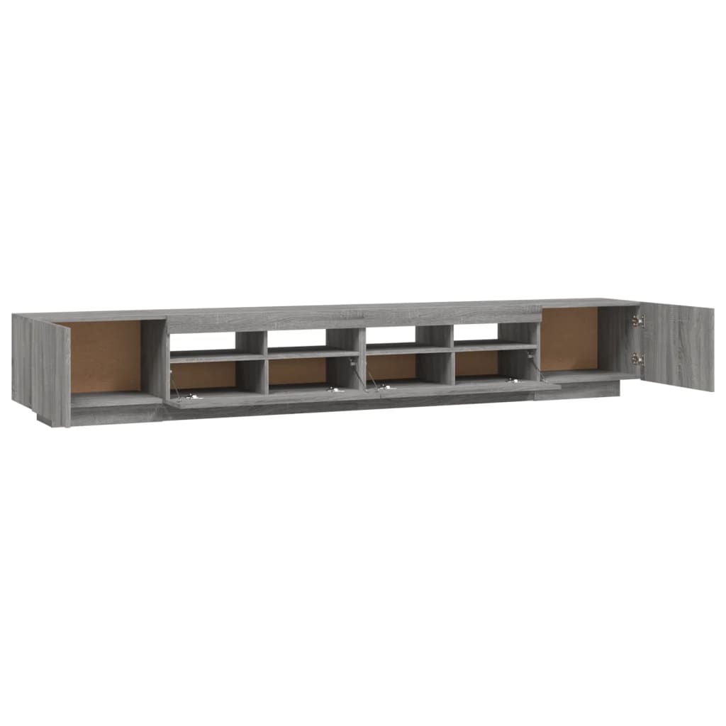 Tv-meubel met LED 260x35x40 cm bewerkt hout artisanaal eiken