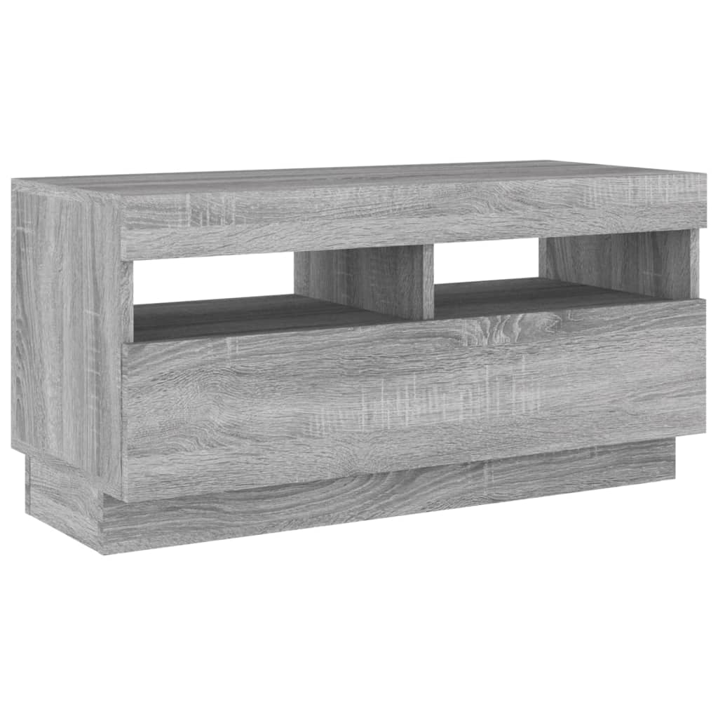 Tv-meubel met LED 260x35x40 cm bewerkt hout artisanaal eiken