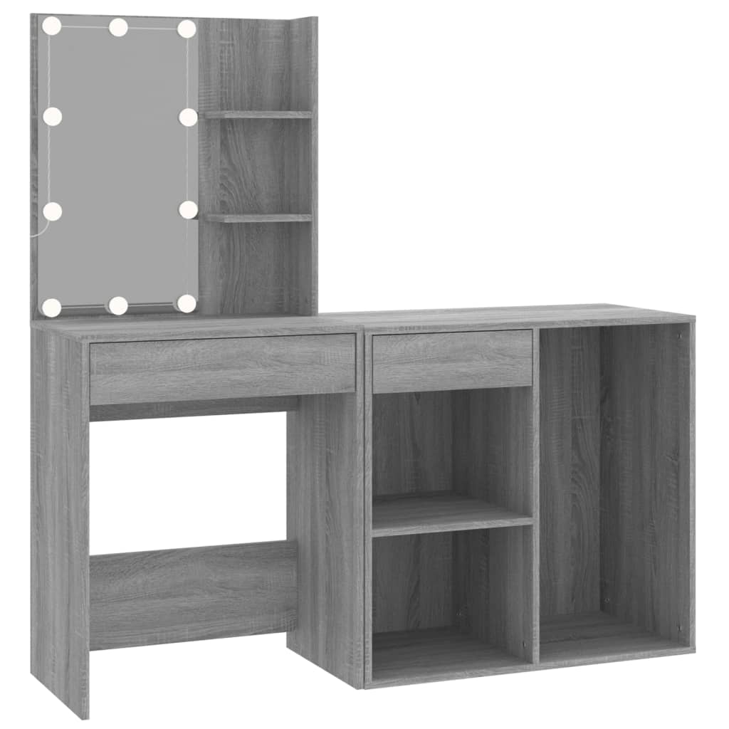 Kaptafel met kastje bewerkt hout eikenkleurig