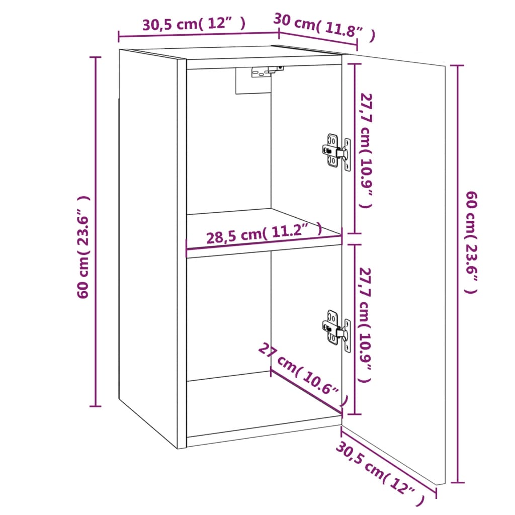 Tv-meubelen 4 st 30,5x30x90 cm bewerkt hout