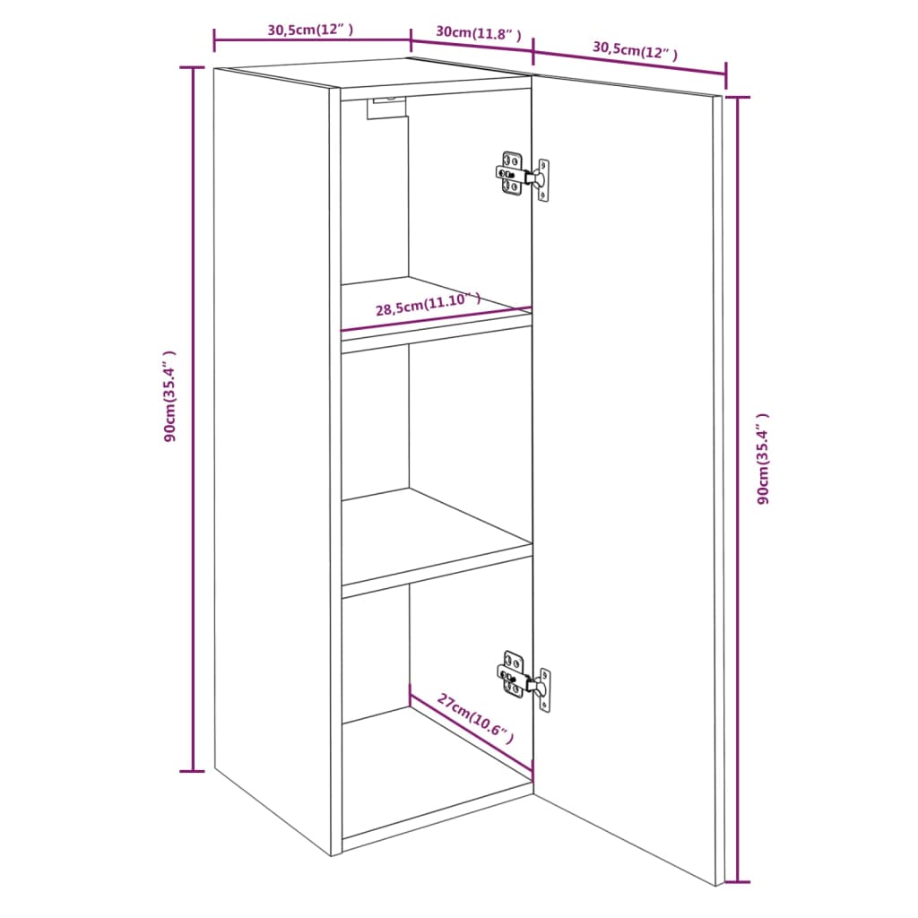 Tv-meubelen 4 st 30,5x30x110 cm bewerkt hout