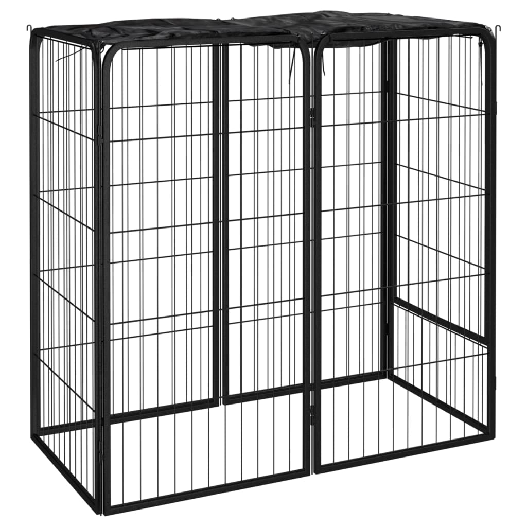 Hondenkennel 38 panelen 50x100 cm gepoedercoat staal zwart