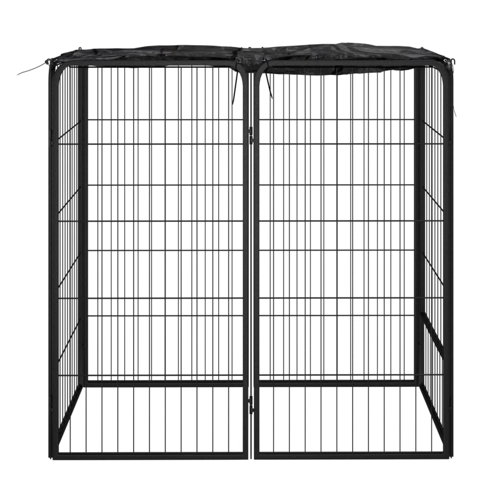 Hondenkennel 38 panelen 50x100 cm gepoedercoat staal zwart