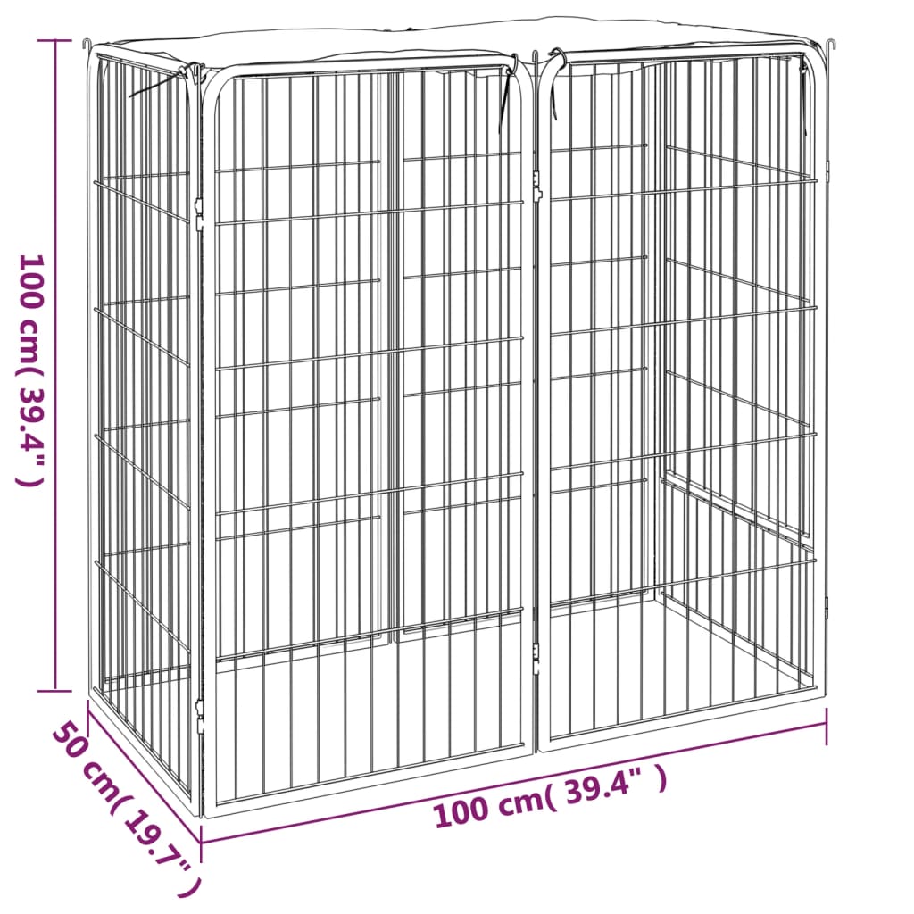 Hondenkennel 38 panelen 50x100 cm gepoedercoat staal zwart