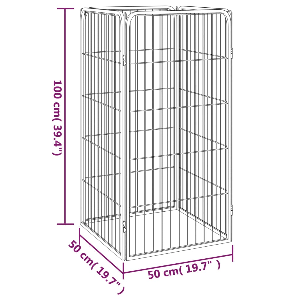 Hondenkennel 40 panelen 50 x 100 cm gepoedercoat staal zwart