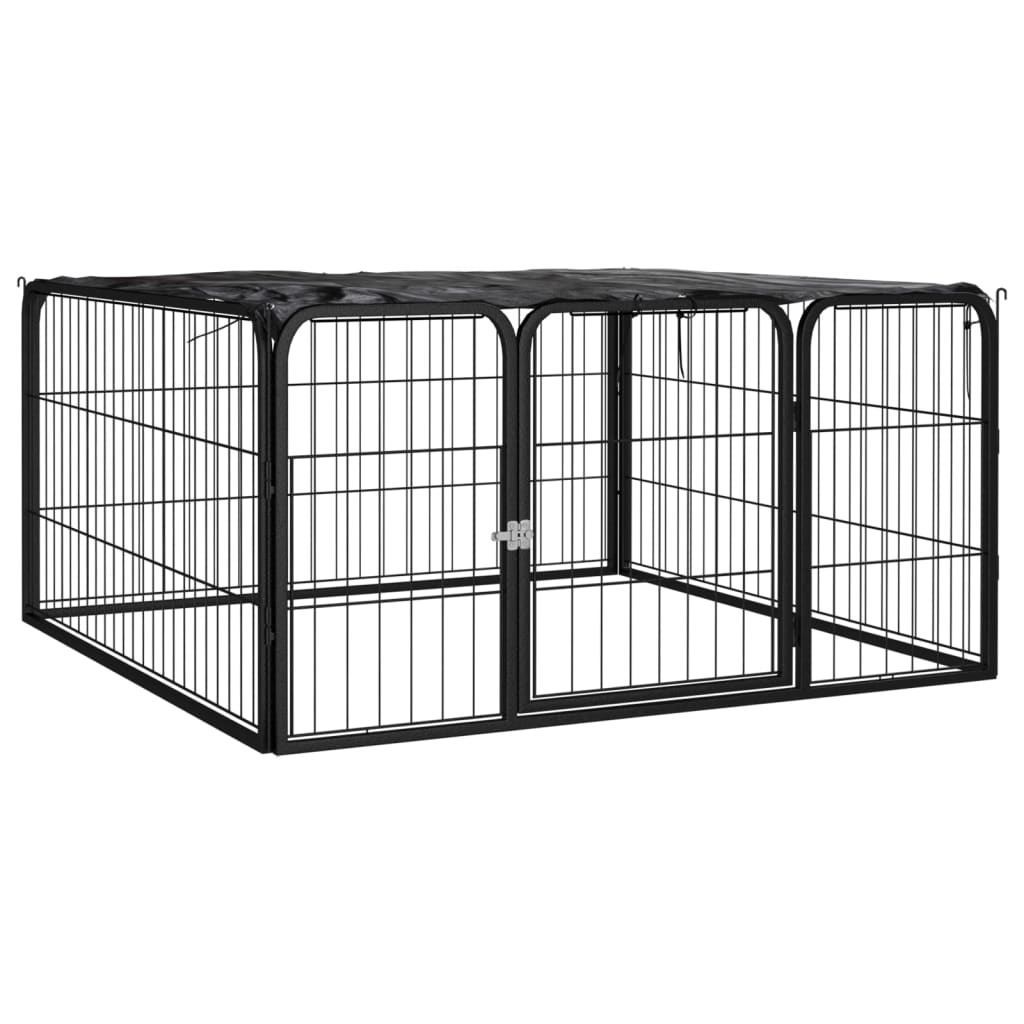 Hondenkennel 16 panelen 100x50 cm gepoedercoat staal zwart