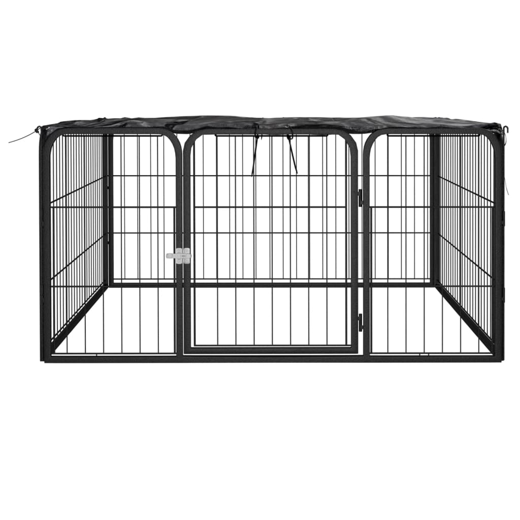 Hondenkennel 16 panelen 100x50 cm gepoedercoat staal zwart