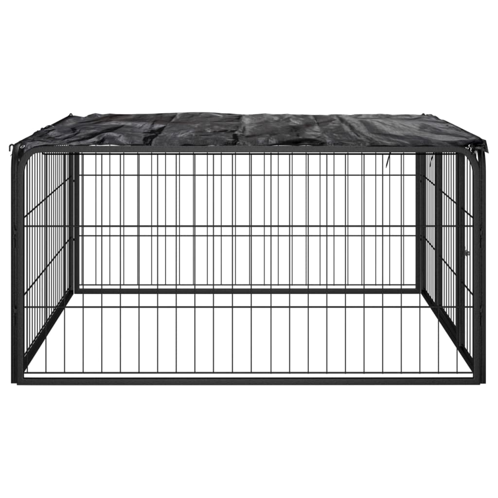 Hondenkennel 16 panelen 100x50 cm gepoedercoat staal zwart