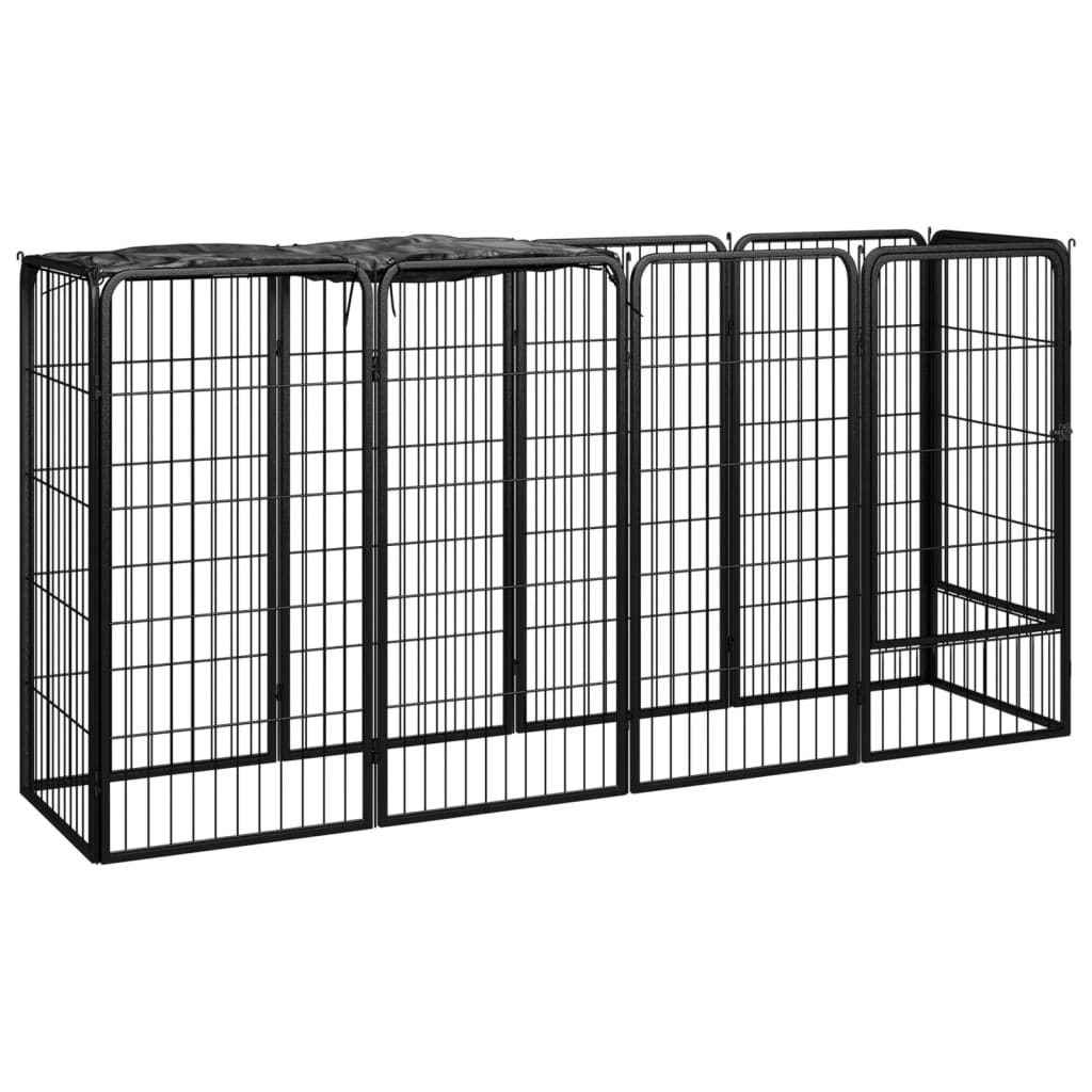 Hondenkennel 38 panelen 50x100 cm gepoedercoat staal zwart