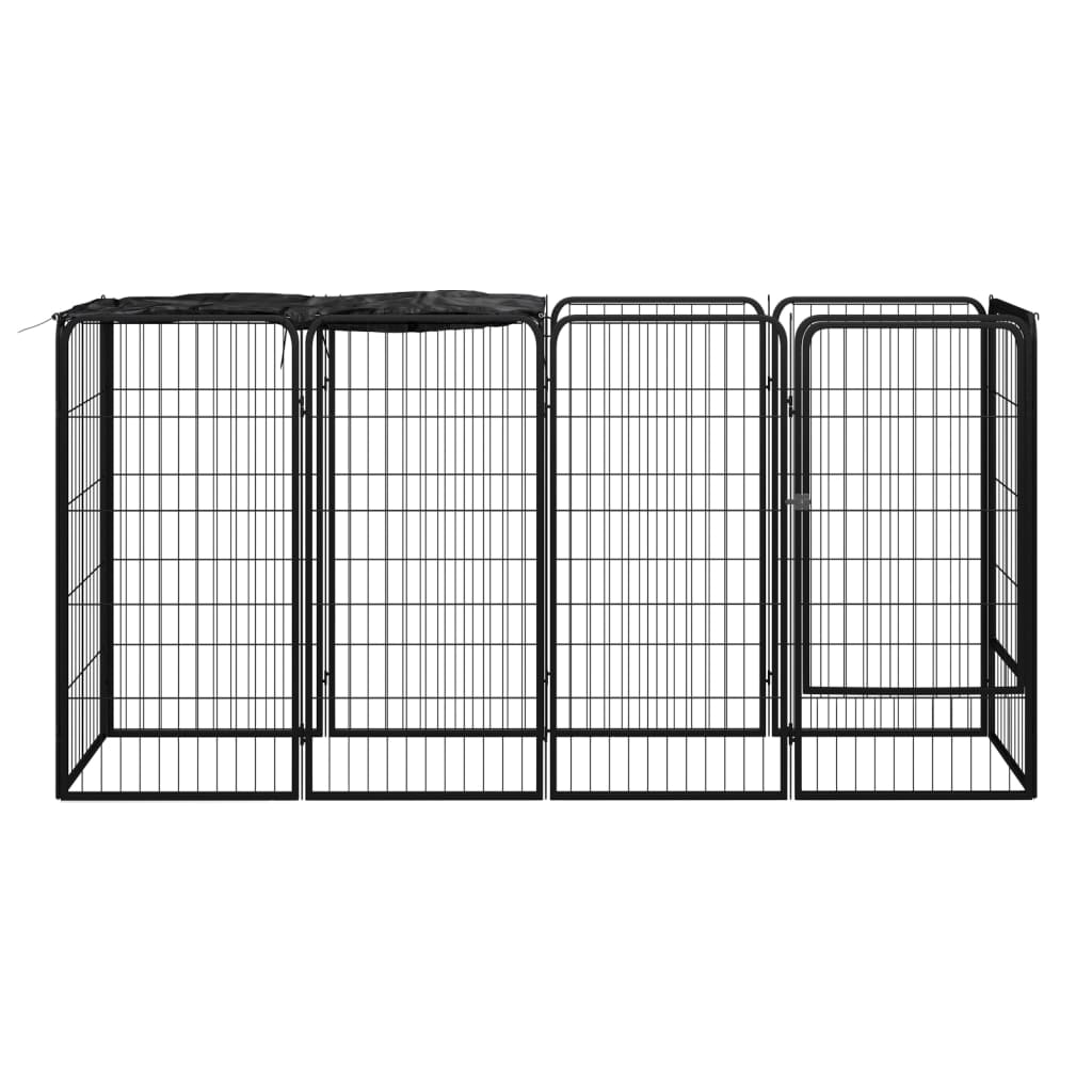 Hondenkennel 38 panelen 50x100 cm gepoedercoat staal zwart