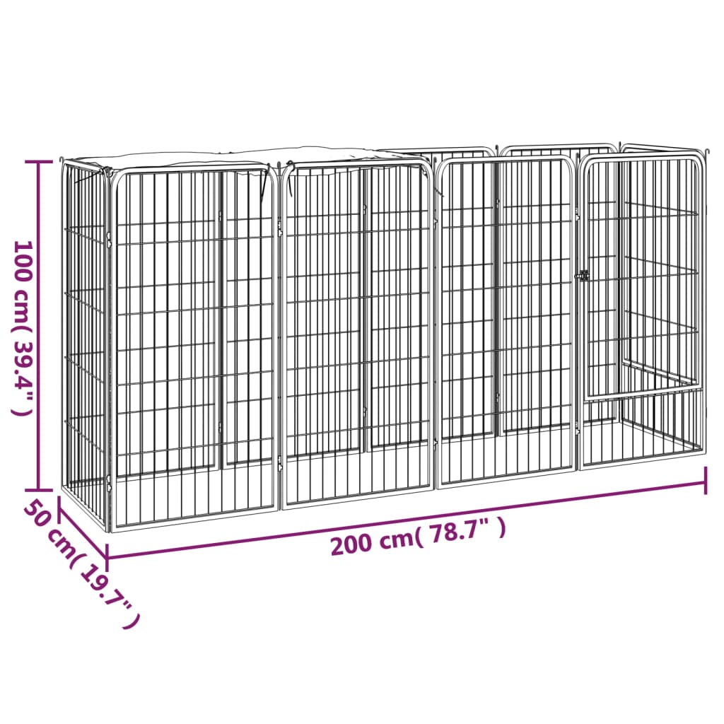 Hondenkennel 38 panelen 50x100 cm gepoedercoat staal zwart