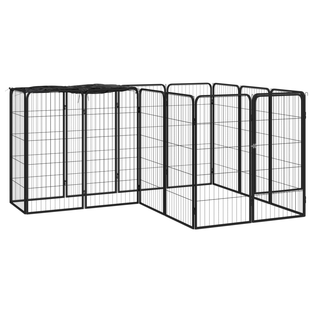 Hondenkennel 38 panelen 50x100 cm gepoedercoat staal zwart