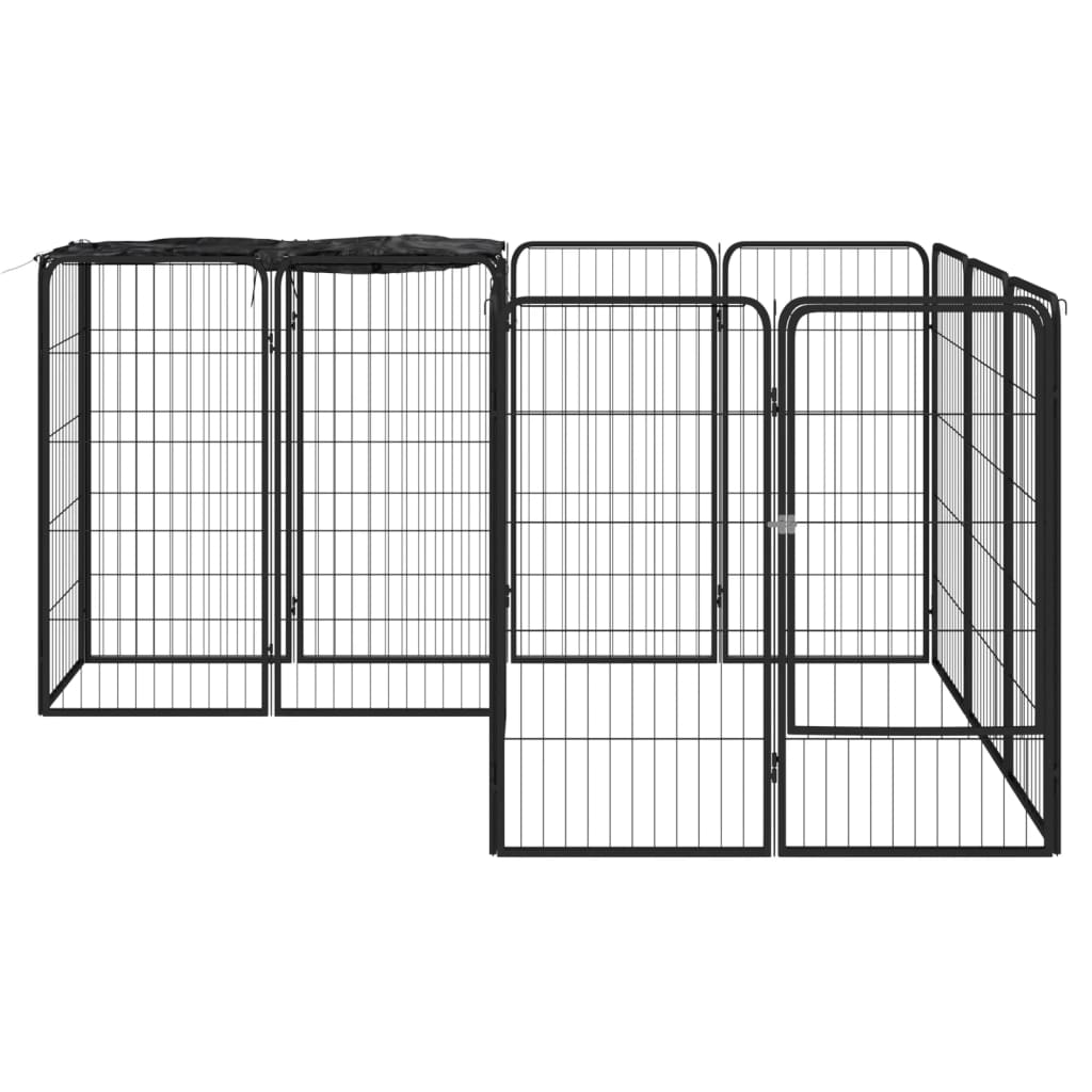 Hondenkennel 38 panelen 50x100 cm gepoedercoat staal zwart