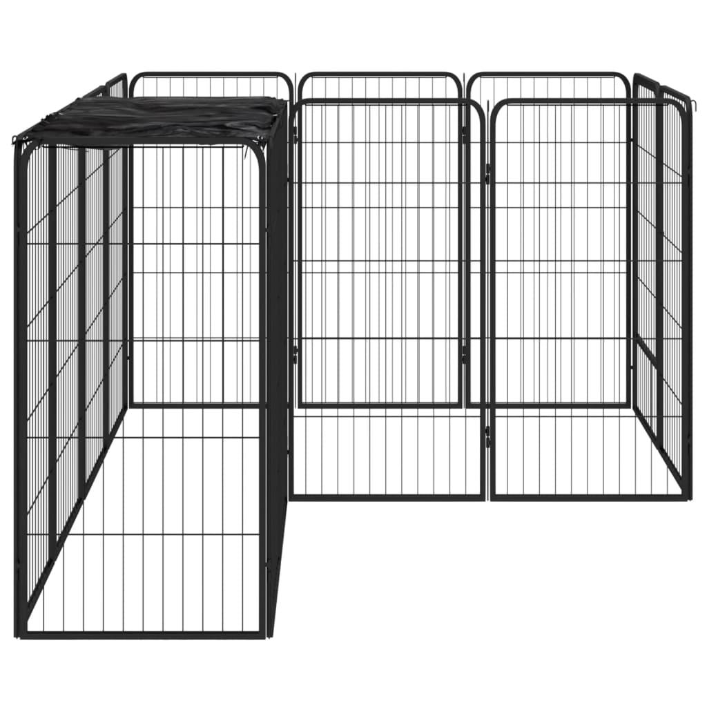 Hondenkennel 38 panelen 50x100 cm gepoedercoat staal zwart