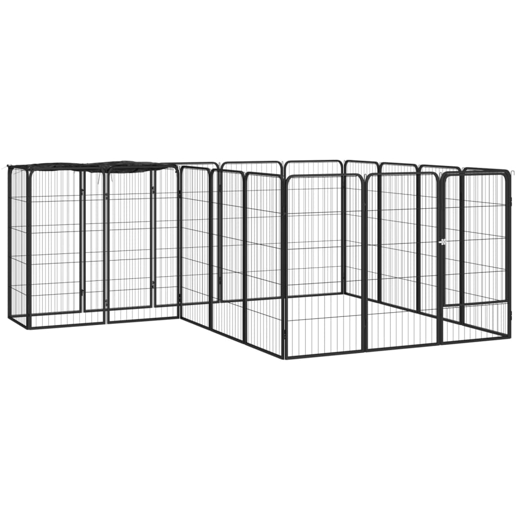 Hondenkennel 38 panelen 50x100 cm gepoedercoat staal zwart