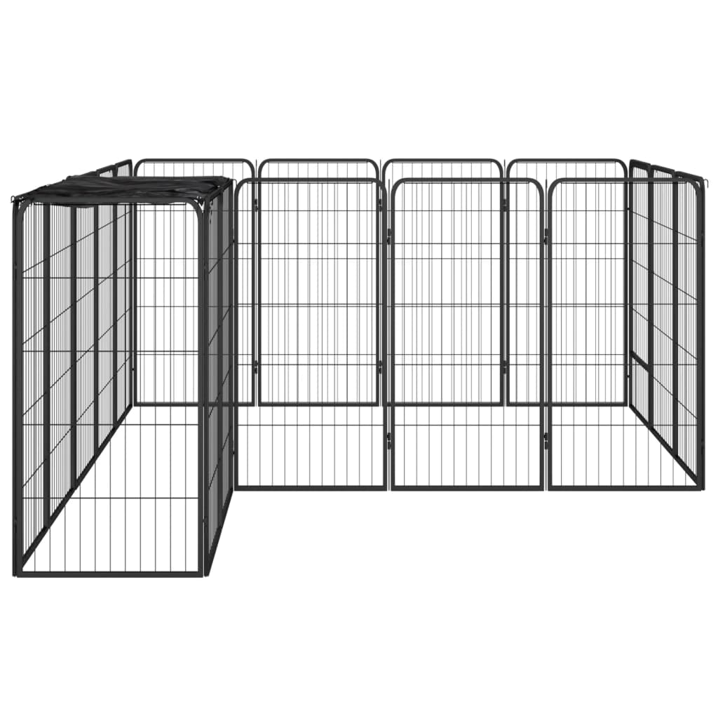 Hondenkennel 38 panelen 50x100 cm gepoedercoat staal zwart