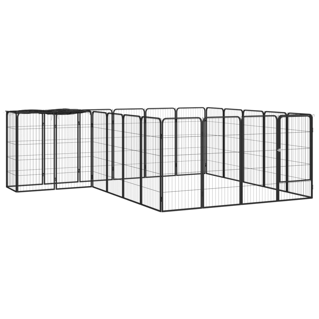 Hondenkennel 38 panelen 50x100 cm gepoedercoat staal zwart