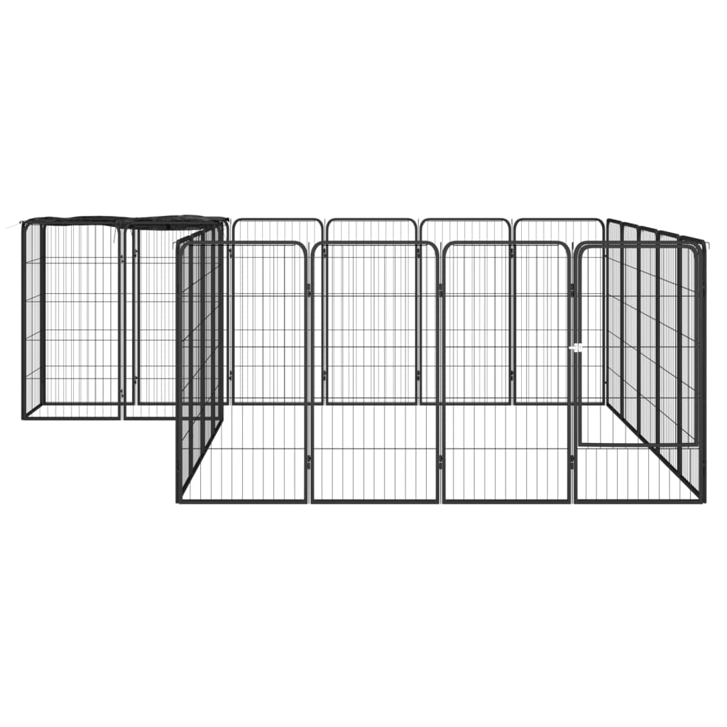 Hondenkennel 38 panelen 50x100 cm gepoedercoat staal zwart