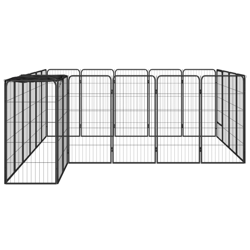 Hondenkennel 38 panelen 50x100 cm gepoedercoat staal zwart