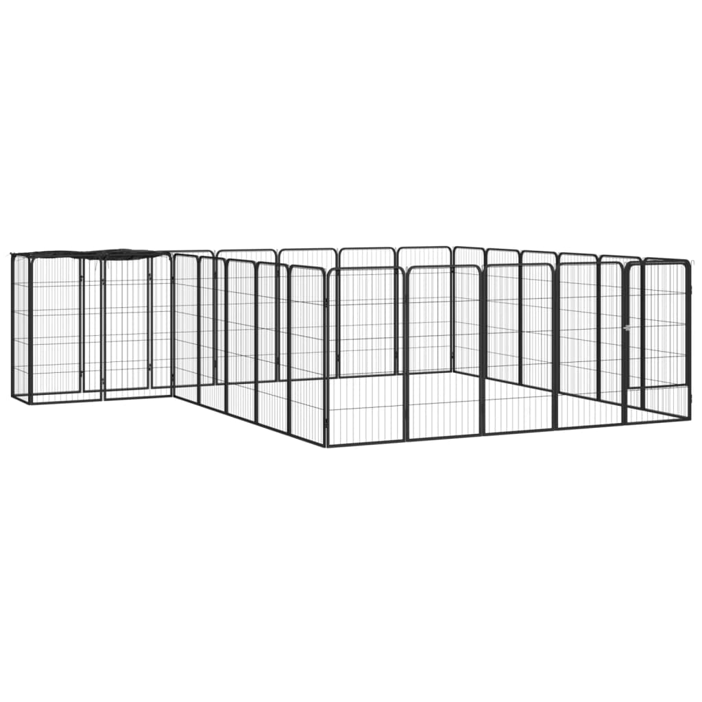 Hondenkennel 38 panelen 50x100 cm gepoedercoat staal zwart