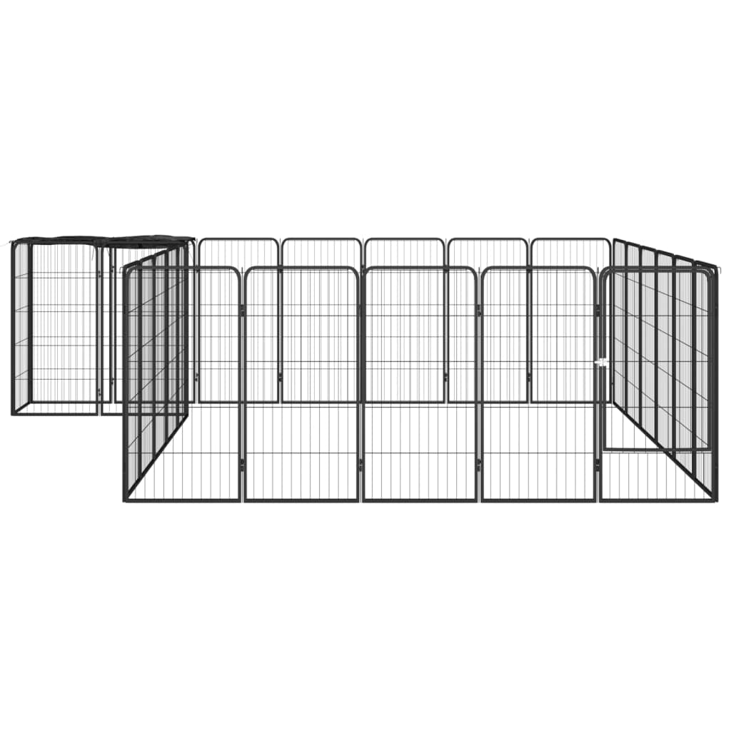 Hondenkennel 38 panelen 50x100 cm gepoedercoat staal zwart