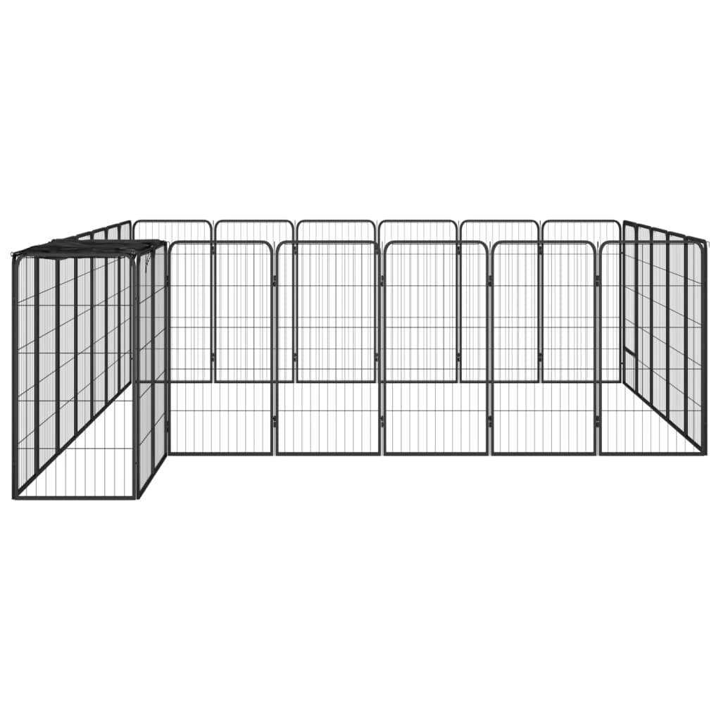 Hondenkennel 38 panelen 50x100 cm gepoedercoat staal zwart