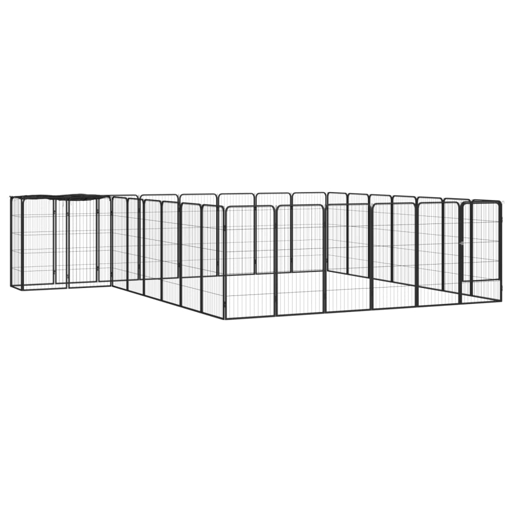 Hondenkennel 38 panelen 50x100 cm gepoedercoat staal zwart