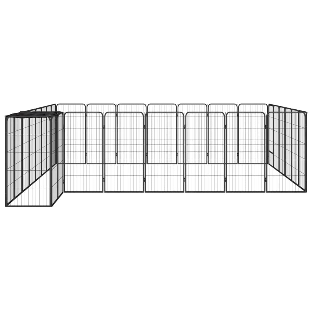 Hondenkennel 38 panelen 50x100 cm gepoedercoat staal zwart