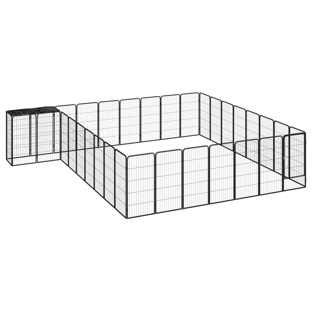 Hondenkennel 38 panelen 50x100 cm gepoedercoat staal zwart