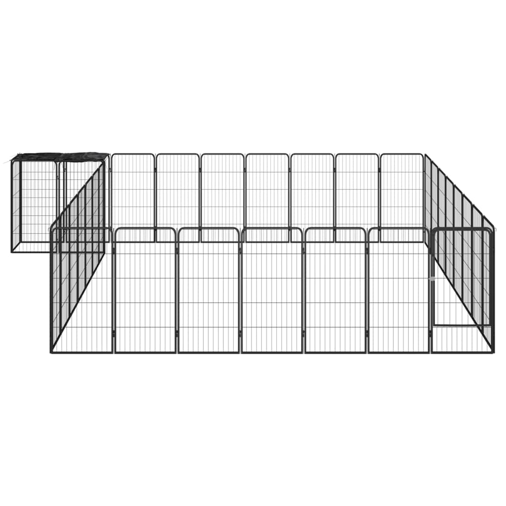 Hondenkennel 38 panelen 50x100 cm gepoedercoat staal zwart