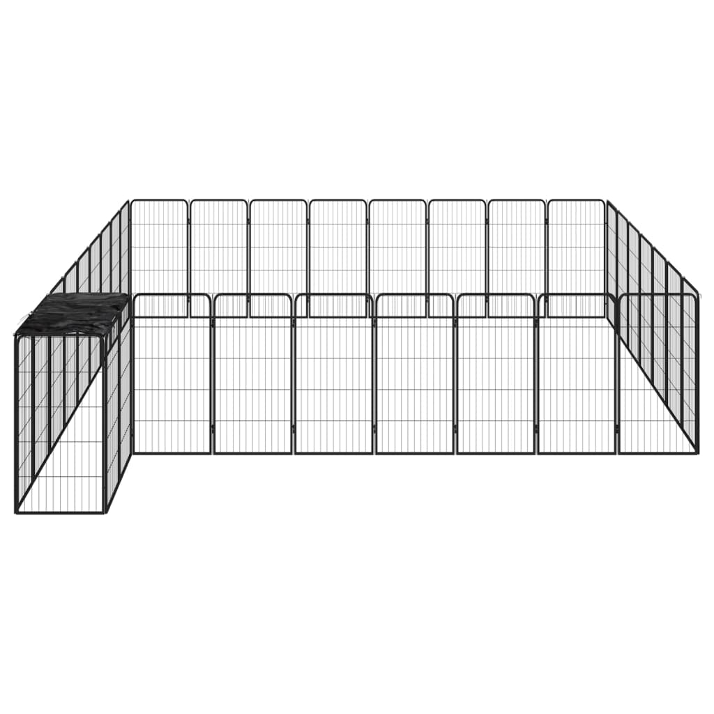 Hondenkennel 38 panelen 50x100 cm gepoedercoat staal zwart