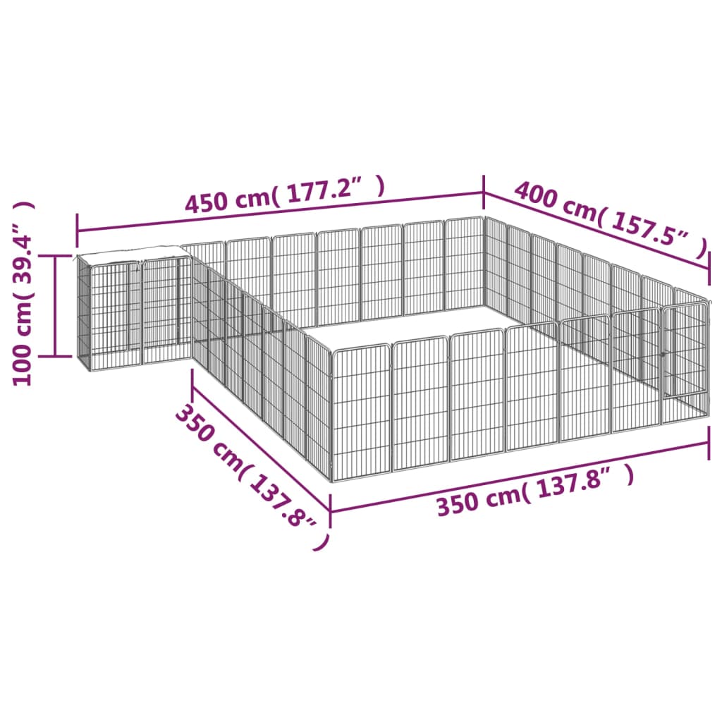 Hondenkennel 38 panelen 50x100 cm gepoedercoat staal zwart