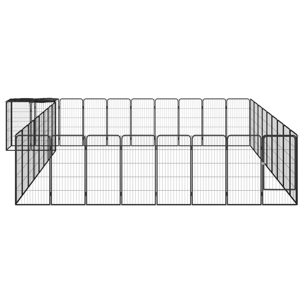 Hondenkennel 38 panelen 50x100 cm gepoedercoat staal zwart