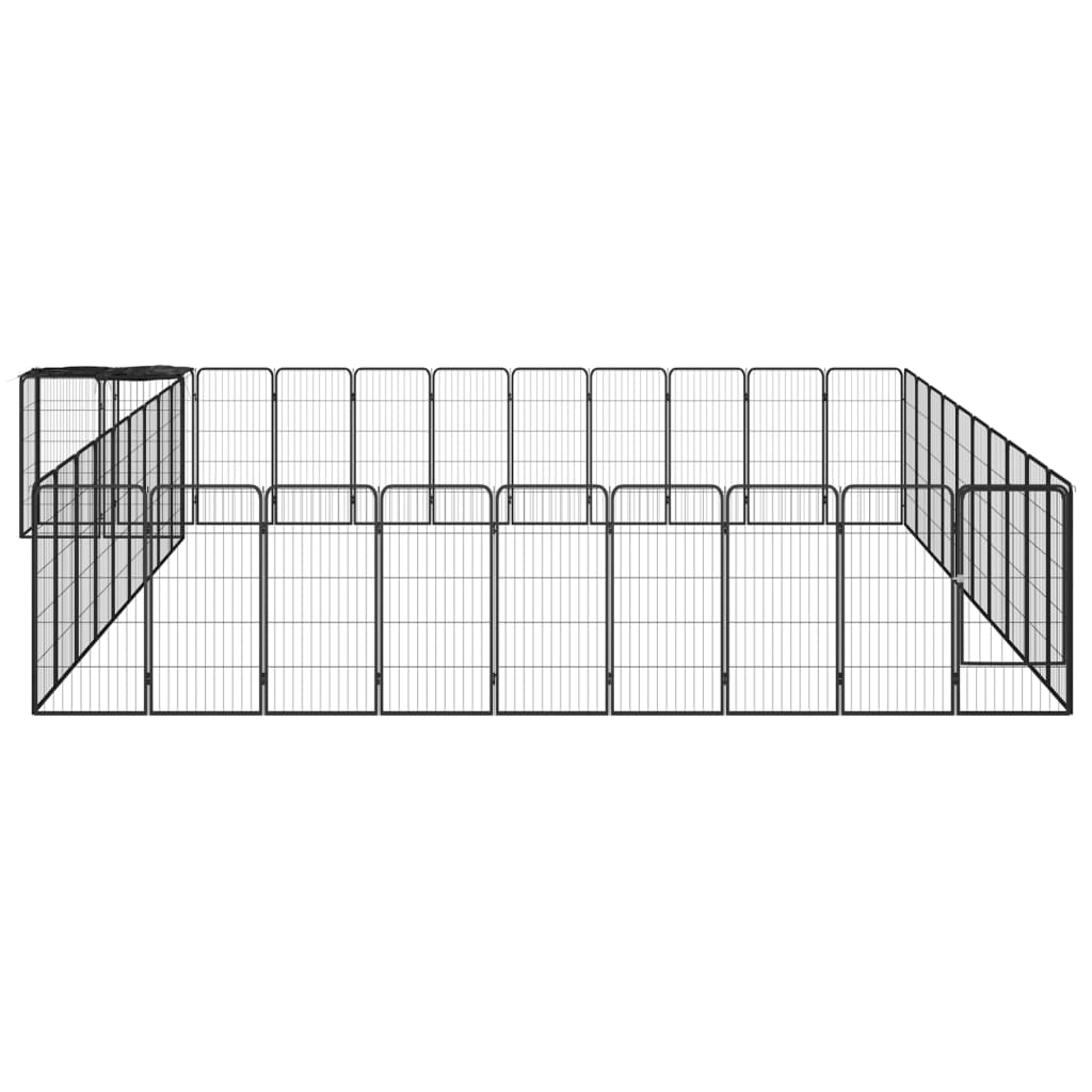 Hondenkennel 38 panelen 50x100 cm gepoedercoat staal zwart